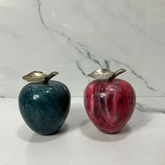 VINTAGE Marble Apples Set of 2 - Picture 1 of 3
